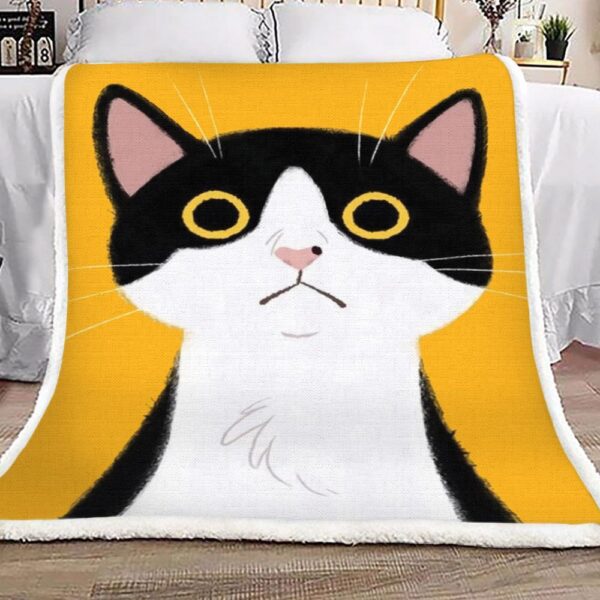 Black Yellow Cat Fleece Blanket Sherpa Blanket