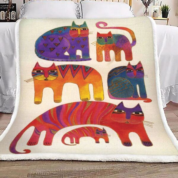 Colorful Cat Fleece Blanket Sherpa Blanket
