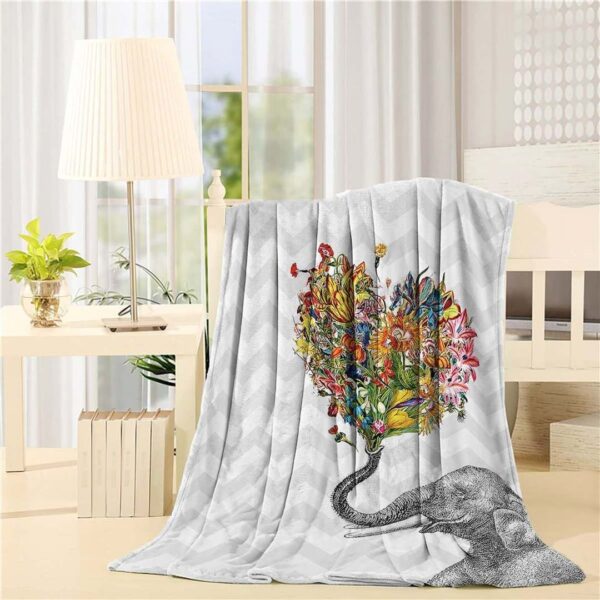 Elephant Flower Fleece Blanket Sherpa Blanket