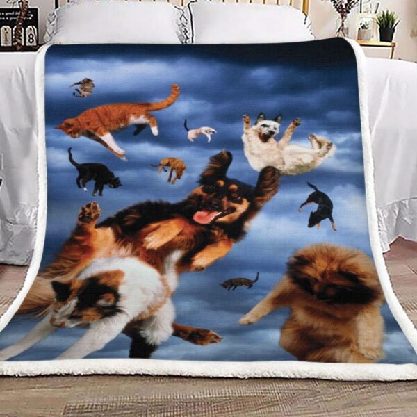 Raining Cats And Dogs Fleece Blanket Sherpa Blanket