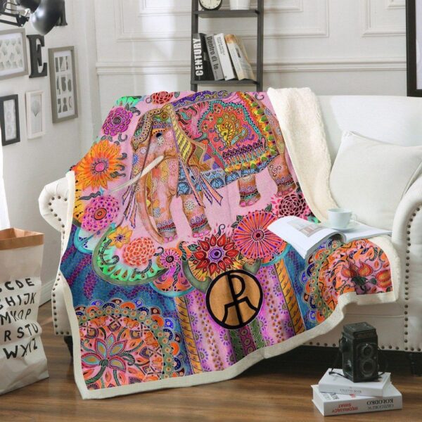 Bohemian Elephant Fleece Blanket Sherpa Blanket