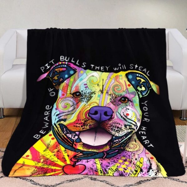 Pitbull Dog Fleece Blanket Sherpa Blanket
