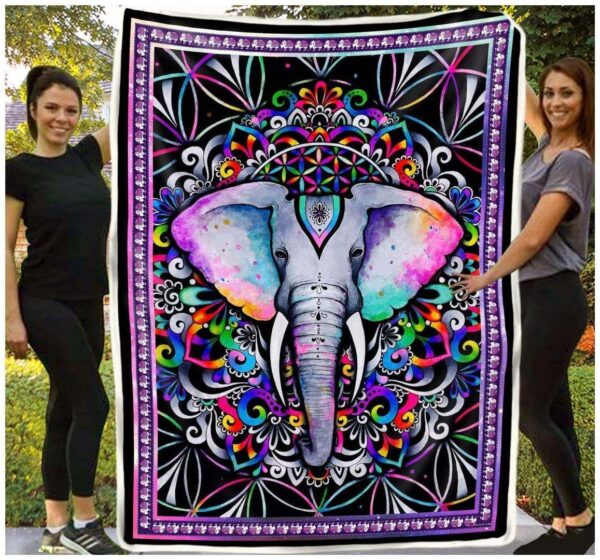 Elephant Mandala Fleece Blanket Sherpa Blanket