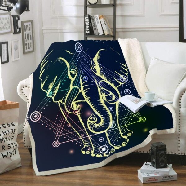 Indian Elephants Fleece Blanket Sherpa Blanket