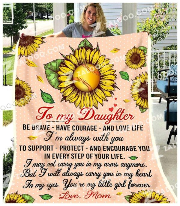 Sunflower Solfball Be Brave Daughter Fleece Blanket Sherpa Blanket