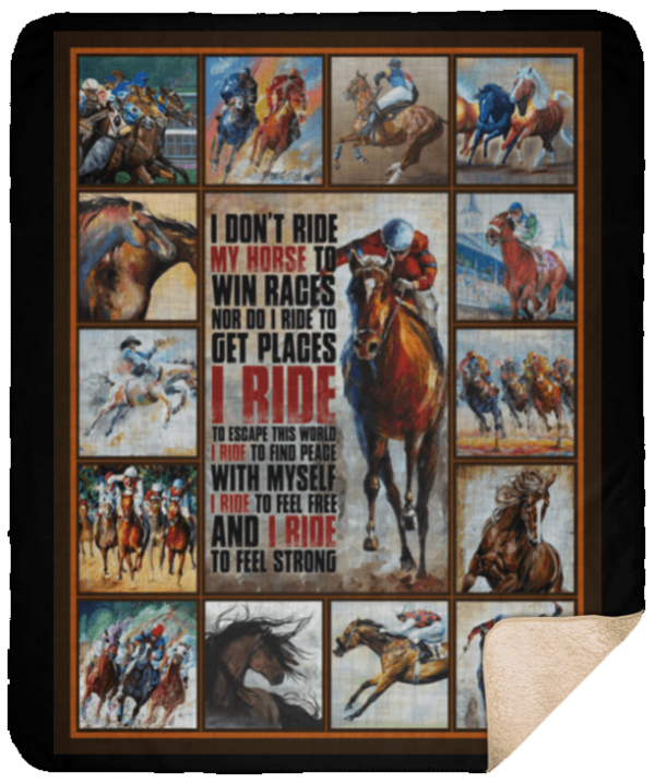 Horse Racing Fleece Blanket Sherpa Blanket