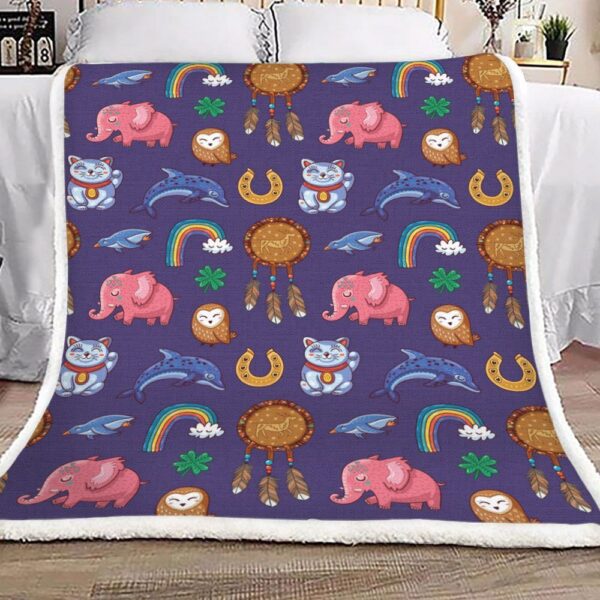 Elephant Cat Owl Fleece Blanket Sherpa Blanket