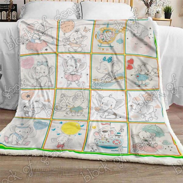 Cute Elephant Fleece Blanket Sherpa Blanket