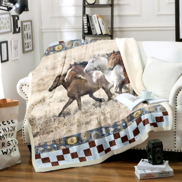 Horse Fleece Blanket Sherpa Blanket