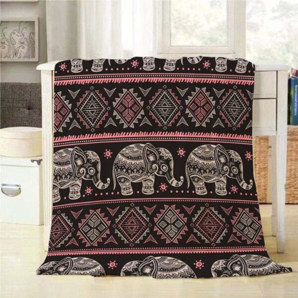 Ethnic Elephant Fleece Blanket Sherpa Blanket