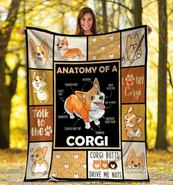 Dog Anatomy Of A Corgi Dog Fleece Blanket Sherpa Blanket