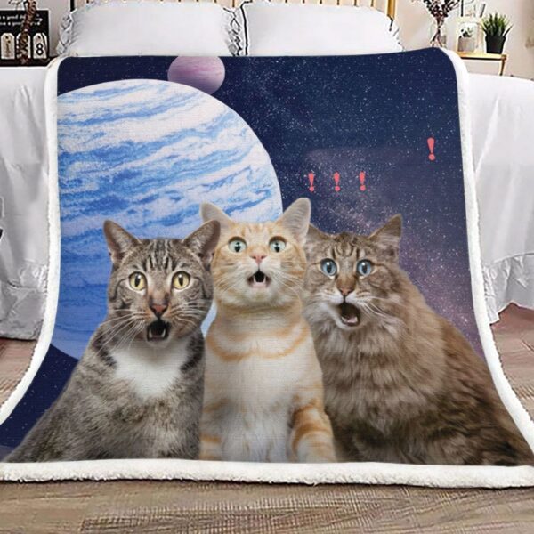 Stunt Galaxy Cat Surprise Fleece Blanket Sherpa Blanket