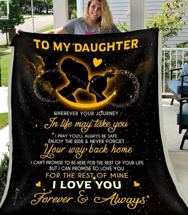 DAUGHTER Wherever your journey in life may take you Yellow Fleece Blanket Sherpa Blanket