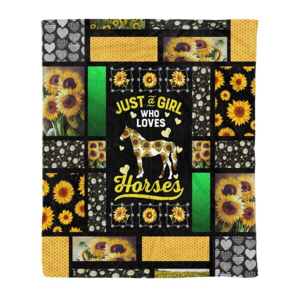 Just A Girl Who Loves Horses Sunflower Fleece Blanket Sherpa Blanket