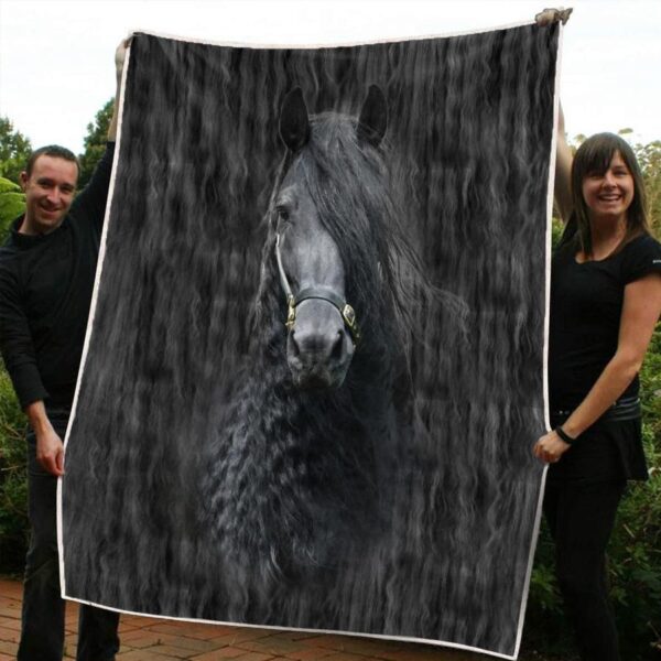 Friesian Horse Fleece Blanket Sherpa Blanket
