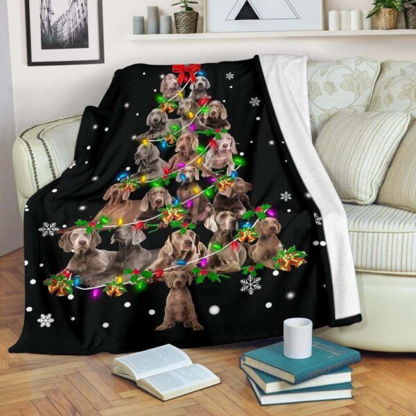 Weimaraner Christmas Tree Fleece Blanket Sherpa Blanket