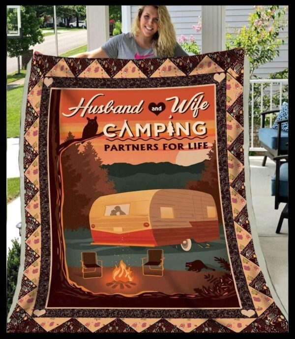 Camping Husband And Wife Fleece Blanket Sherpa Blanket