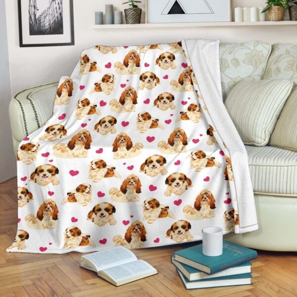 Shih Tzu Heart Fleece Blanket Sherpa Blanket