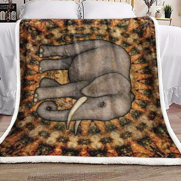 Mandala Elephant Fleece Blanket Sherpa Blanket