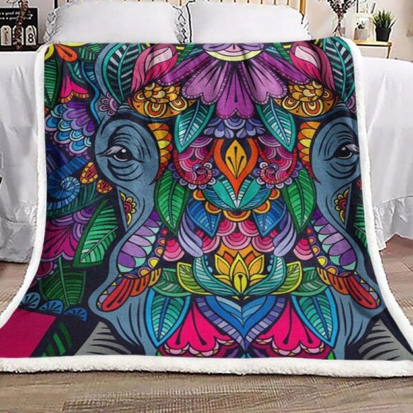 Colorful Elephant Fleece Blanket Sherpa Blanket