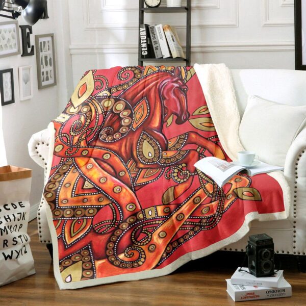 Fire Horse Fleece Blanket Sherpa Blanket