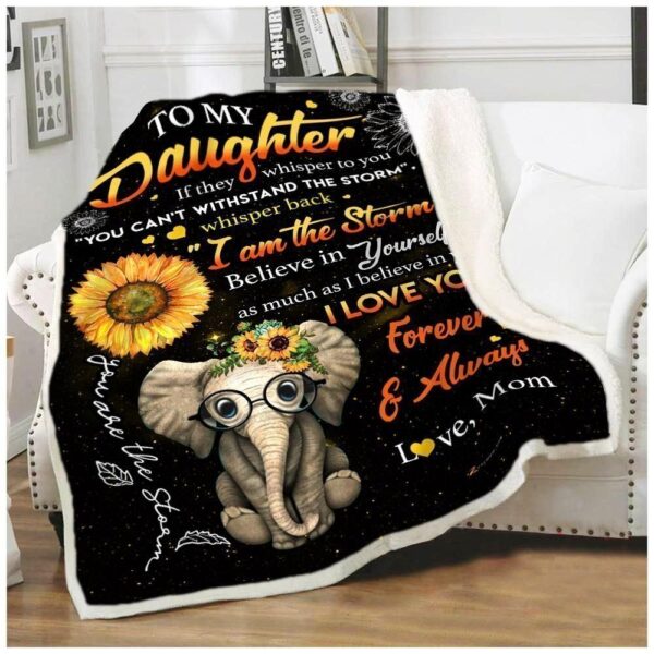 Elephant Sunflower Fleece Blanket Sherpa Blanket