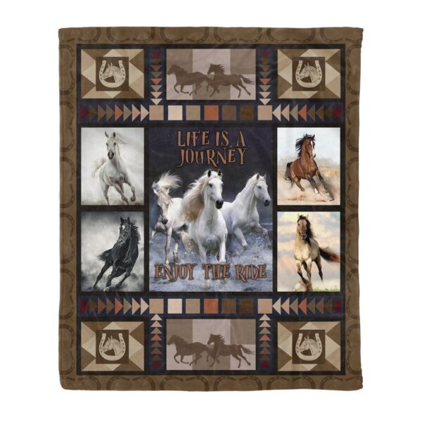 Life Is A Journey Horse Fleece Blanket Sherpa Blanket