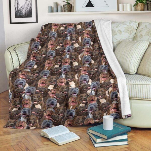 Pitbull Full Face Fleece Blanket Sherpa Blanket