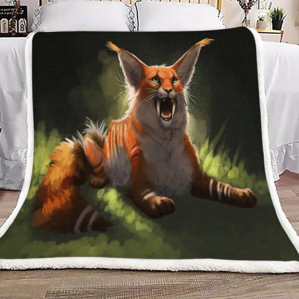 Saber Tooth Cat Fleece Blanket Sherpa Blanket