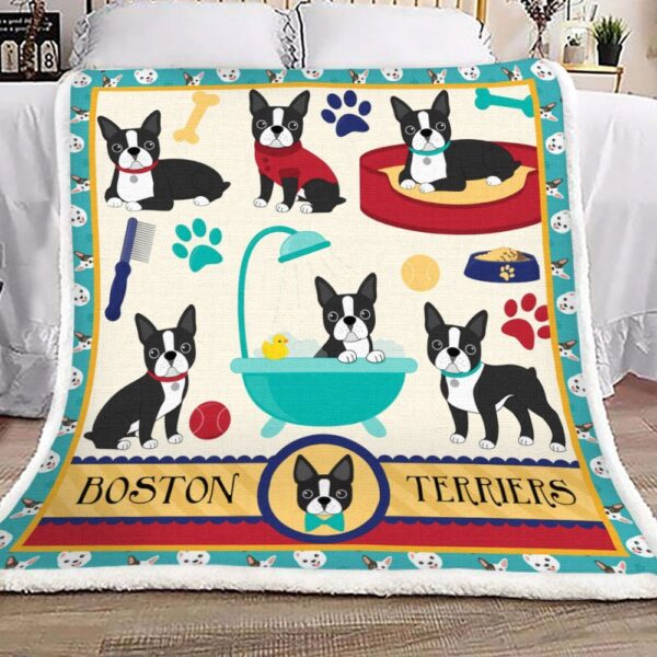 Boston Terrier Fleece Blanket Sherpa Blanket