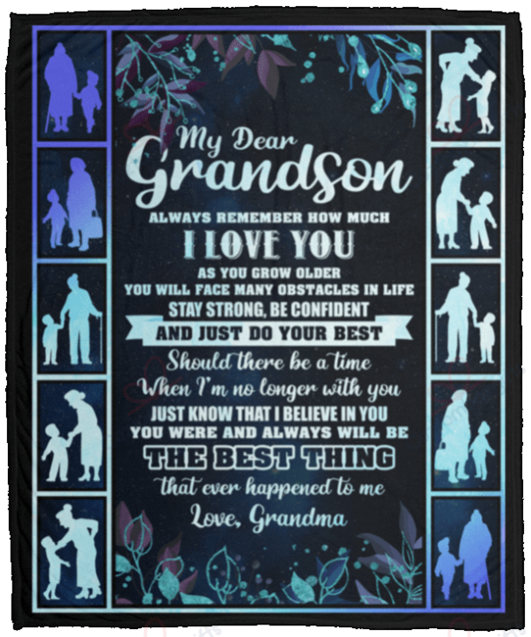 Grandma Dear Grandson Always Remember How Much I Love You Fleece Blanket Sherpa Blanket
