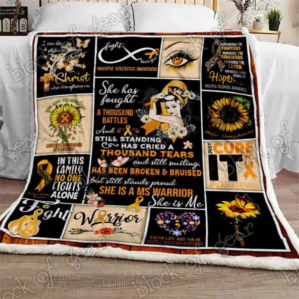 Multiple Sclerosis Warrior Fleece Blanket Sherpa Blanket