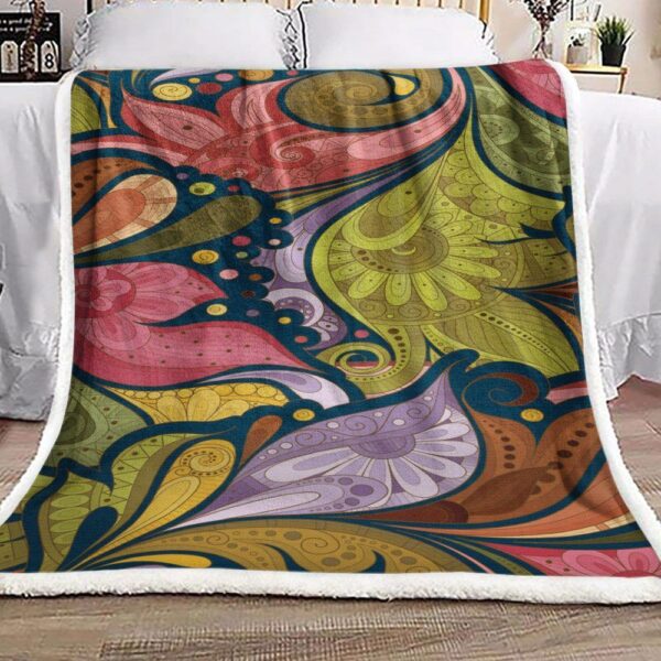 Mandala Flower Fleece Blanket Sherpa Blanket