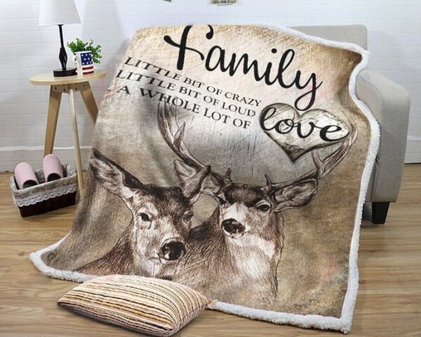 Deer Family Fleece Blanket Sherpa Blanket