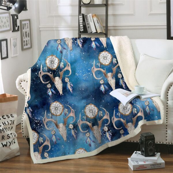 Dreancatcher Deer Skull Fleece Blanket Sherpa Blanket