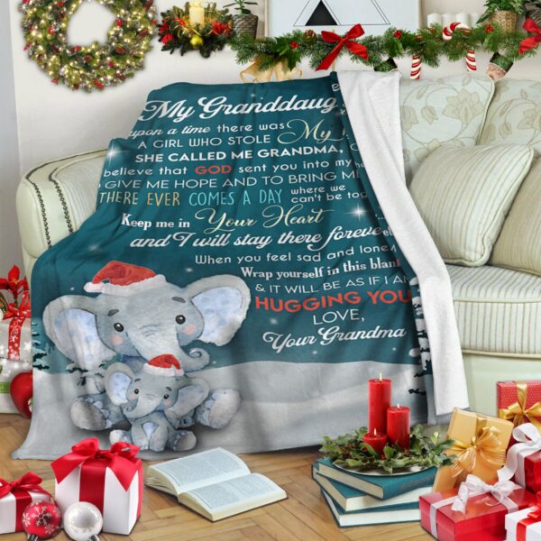 Elephant Grandma To Granddaughter Fleece Blanket Sherpa Blanket