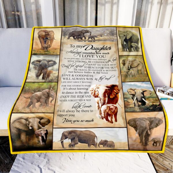 To My Daughter Elephant Fleece Blanket Sherpa Blanket