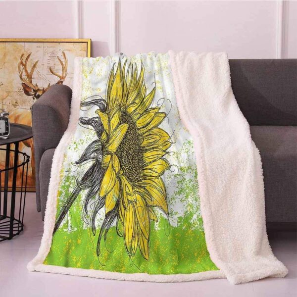 Floral With Sunflowers Fleece Blanket Sherpa Blanket