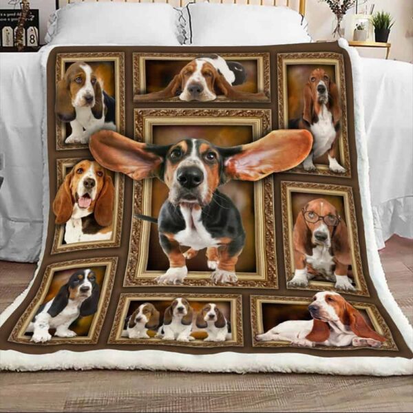 Crazy Basset Hound Dog Fleece Blanket Sherpa Blanket