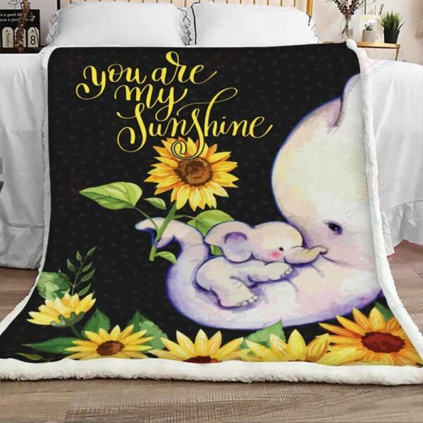 Elephant Sunflower Mom You Are My Sunshine Fleece Blanket Sherpa Blanket