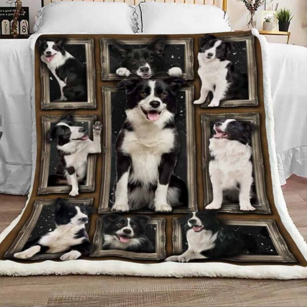 Cute Border Collie Dog Fleece Blanket Sherpa Blanket