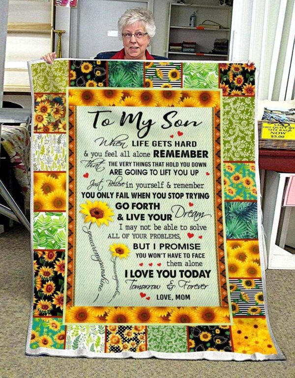 Sunflower Mom To My Son Fleece Blanket Sherpa Blanket