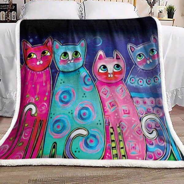 Cat Colorful Fleece Blanket Sherpa Blanket