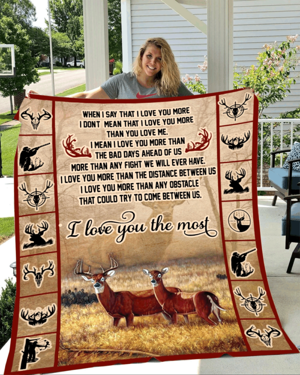 Deer Hunting To My Wife Fleece Blanket Sherpa Blanket
