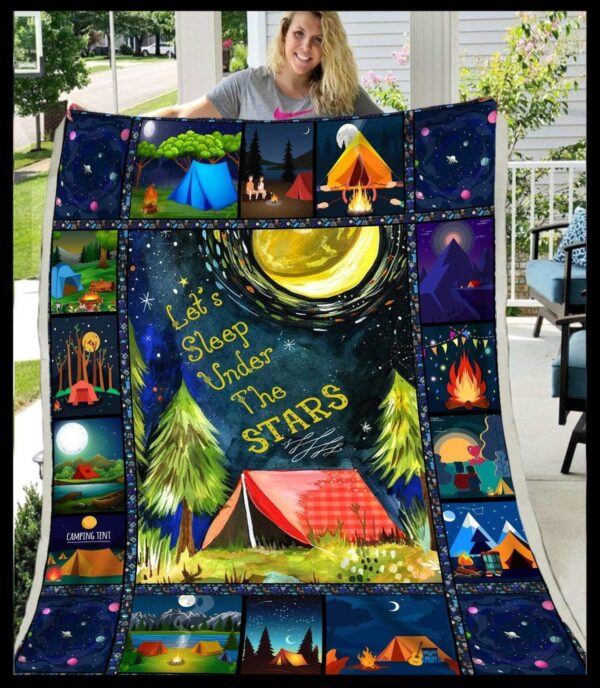 Camping Lets Sleep Under The Stars Fleece Blanket Sherpa Blanket