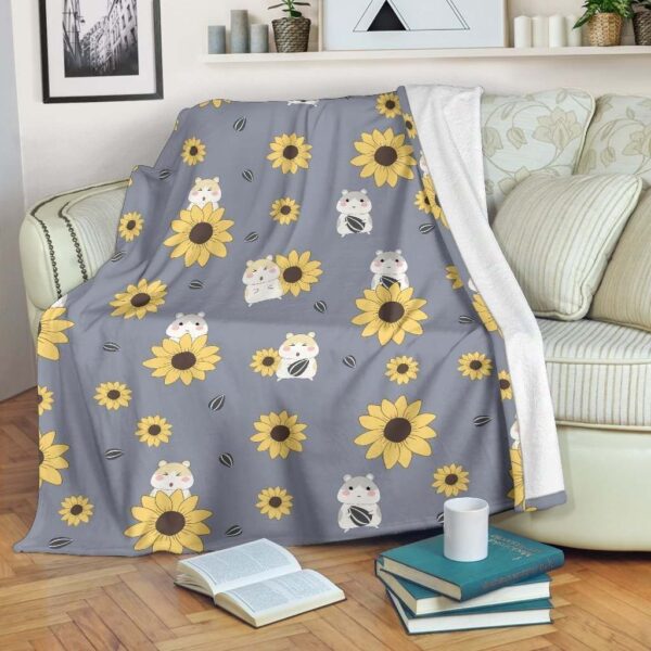 Hamster Sunflower Fleece Blanket Sherpa Blanket