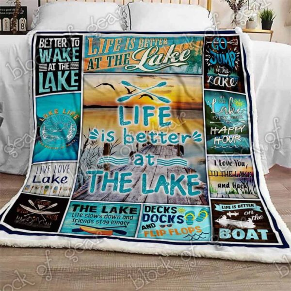 Life Is Better At The Lake Fleece Blanket Sherpa Blanket
