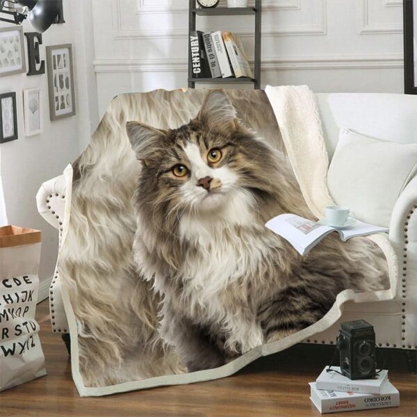 Norwegian Forest Cat Fleece Blanket Sherpa Blanket