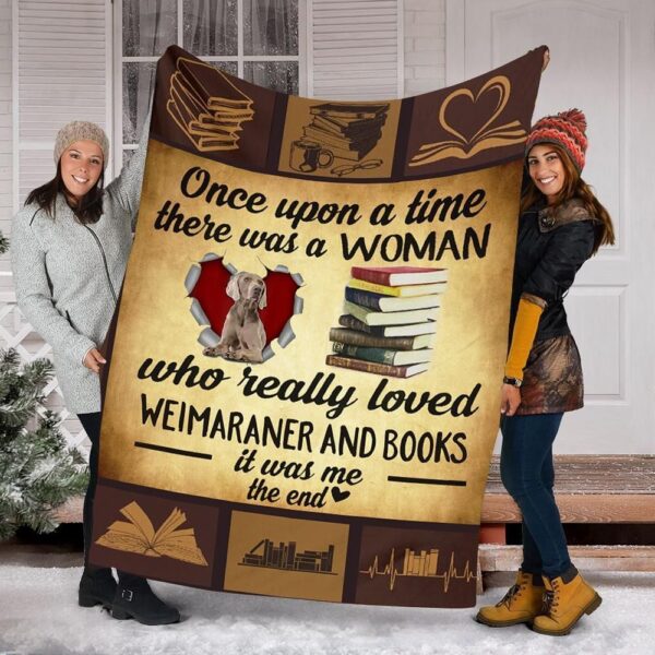 Weimaraner Dog And Books Fleece Blanket Sherpa Blanket