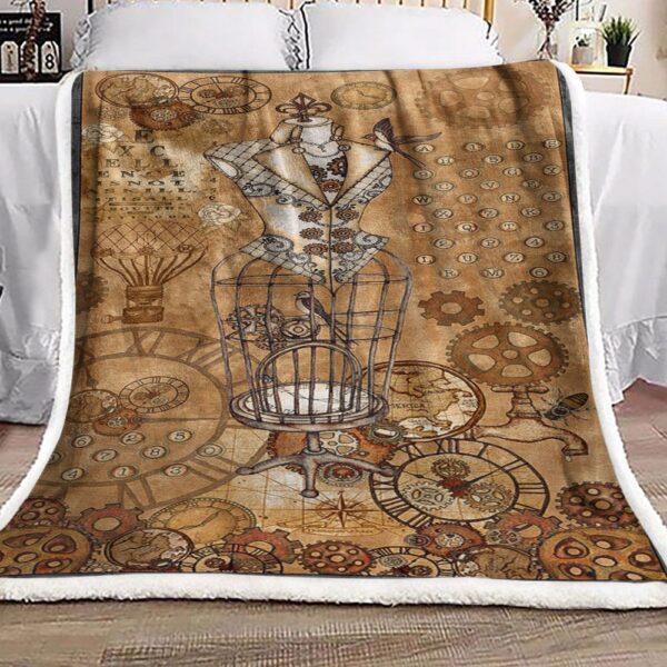 Steampunk Sewing Fleece Blanket Sherpa Blanket